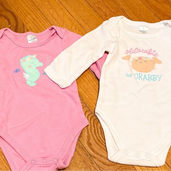 Baby girl long sleeve onesies size 0-3 months set - Picture 2 of 2